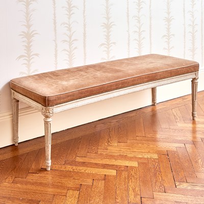 Lot 145 - Louis XVI Style Upholstered Painted Wood Banquette