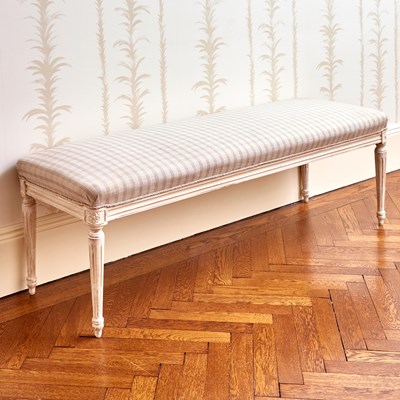 Lot 144 - Louis XVI Style Upholstered Painted Wood Banquette