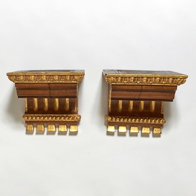 Lot 467 - Pair of George II Style Mahogany and Parcel-Gilt Wall Brackets