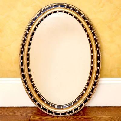 Lot 143 - Irish Regency Cut Glass-Mounted Gilt and Ebonized Mirror