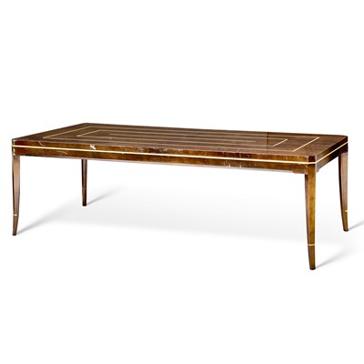 Lot 215 - Tommi Parzinger Satinwood Inlaid Mahogany Extension Dining Table
