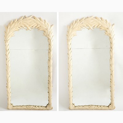Lot 185 - Pair of Serge Roche Style Carved and Painted Wood Mirrors