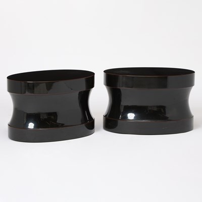 Lot 429 - Pair of Christian Liaigre Black Lacquered Wood "Flibuste" Coffee Tables