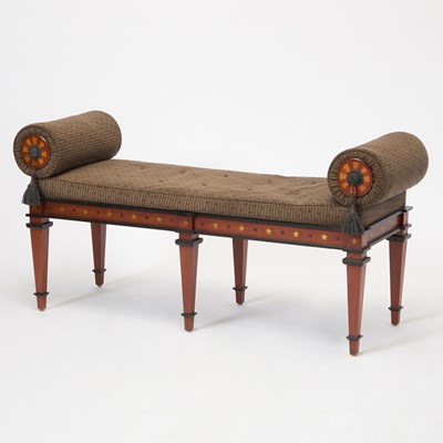 Lot 158 - Regency Style Gilt and Ebonized Mahogany Window Bench