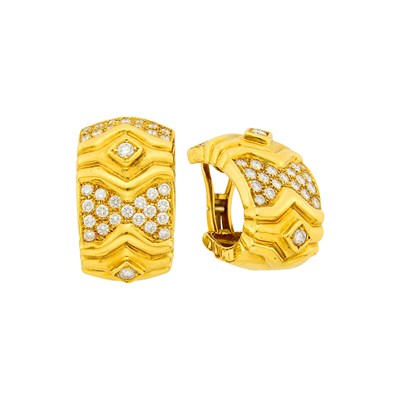 Lot 19 - Attributed to Vourakis Pair of Gold and Diamond Earclips