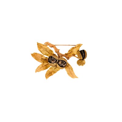 Lot 2070 - Two-Color Gold and Silver Acorn Brooch
