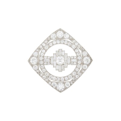 Lot 1151 - Platinum and Diamond Pendant-Brooch