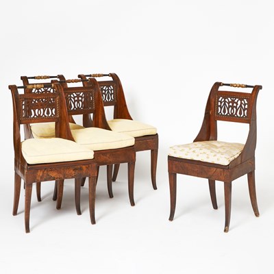 Lot 317 - Set of Five Russian Neoclassical Walnut Side Chairs
