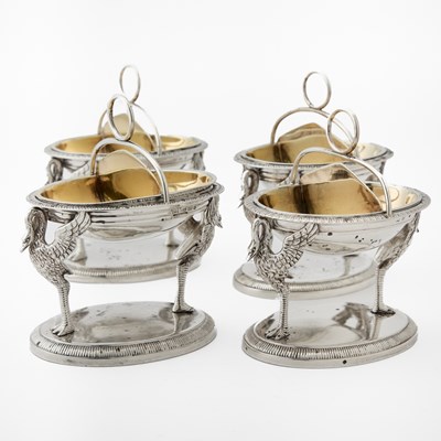 Lot 100 - Set of Four Russian Silver Double Salt Cellars