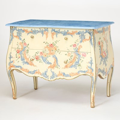 Lot 292 - Italian Rococo Style Floral Decorated Chest of Drawers