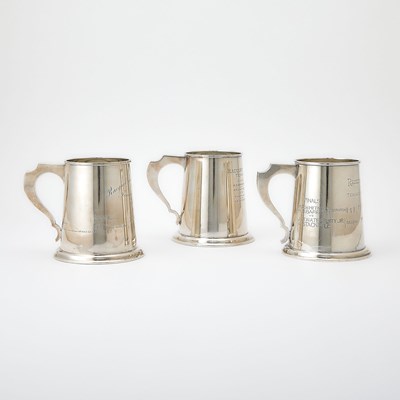 Lot 75 - Three American Sterling Silver Tennis Trophy Mugs, Presented to H.P. Whitney