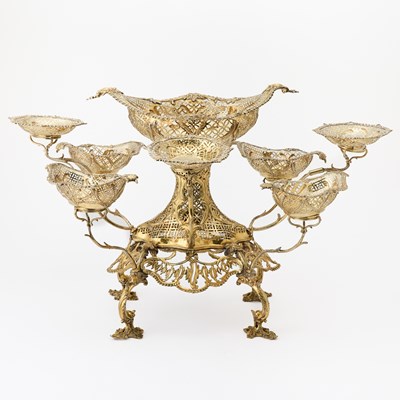 Lot 95 - George III Sterling Silver-Gilt Eight Branch Epergne
