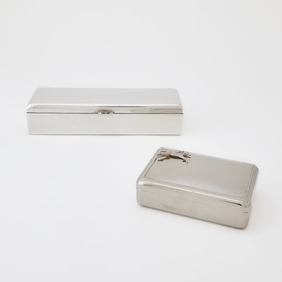 Lot 113 - Two Silver Plated Cigarette Boxes, One Engraved for Marylou Whitney