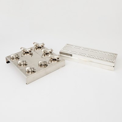 Lot 134 - Group of Silver and Silver Plated Gaming Items, One Initialed for C.V. Whitney