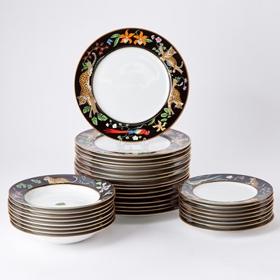 Lot 282 - Lynn Chase Porcelain "Jaguar Jungle" Pattern Partial Dinner Service