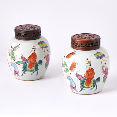 Lot 144 - Pair of Chinese Enameled Porcelain Jars