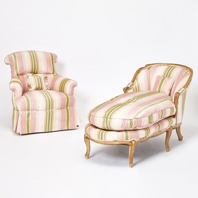 Lot 254 - Louis XV Style Painted Chaise Lounge