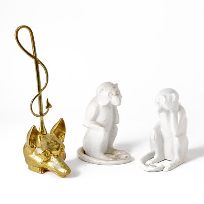 Lot 159 - Pair of Painted Cast Iron Monkey Doorstops