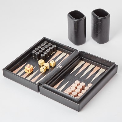 Lot 136 - T. Anthony Ltd. Monogrammed Leather Travel Backgammon Set