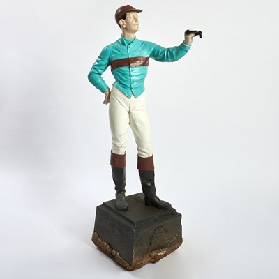 Lot 172 - Painted Metal Figure of a Jockey with Whitney Stables Silks