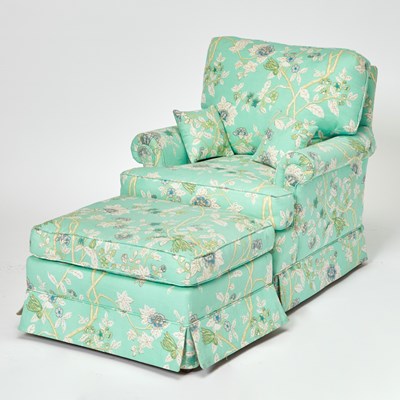 Lot 225 - Upholstered Club Chair and Ottoman