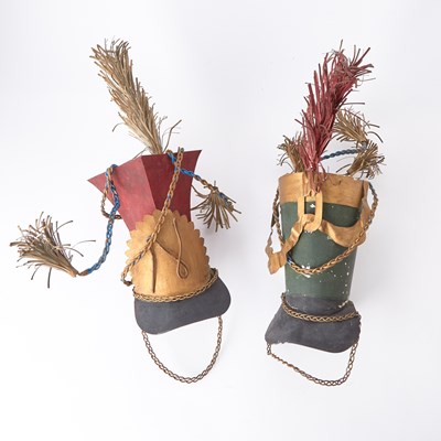 Lot 160 - Pair of French Style Painted Tôle Military Cap Wall Appliques