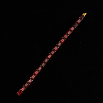 Lot 120 - 14KT Gold and Garnet Bracelet