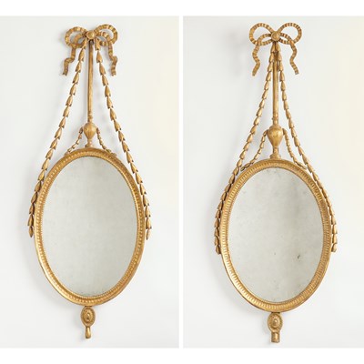 Lot 110 - Pair of George III Style Oval Giltwood Mirrors