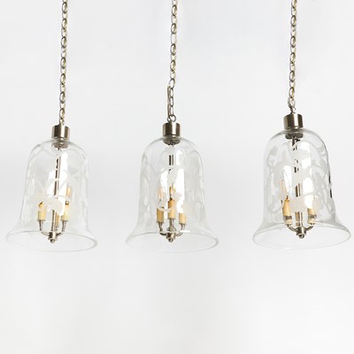Lot 132 - Set of Three Glass "Arabesque" Bell Jar Lanterns