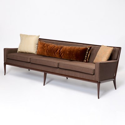 Lot 194 - T.H. Robsjohn-Gibbings Upholstered Dark Stained Wood Loose Cushion Sofa