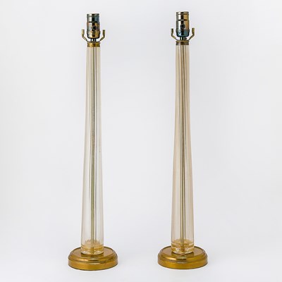 Lot 213 - Pair of Blown Glass Table Lamps