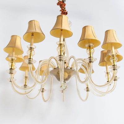 Lot 309 - Murano Style Glass Twelve Light Chandelier
