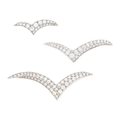 Lot 74 - Tiffany & Co. Three Platinum and Diamond 'Seagull' Pins