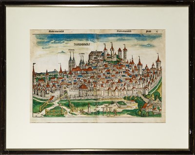 Lot 82 - Bifolium from the Nuremberg Chronicle Depicting the City of Nuremberg
