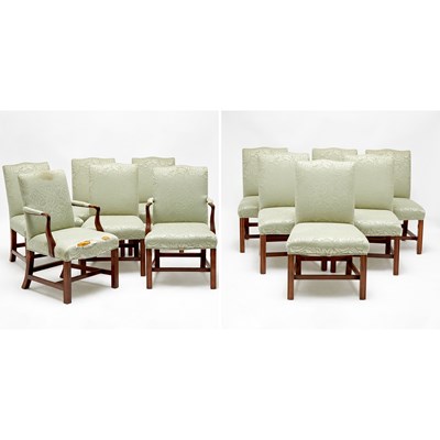 Lot 162 - Set of Twelve George III Style Upholstered Beechwood Dining Chairs