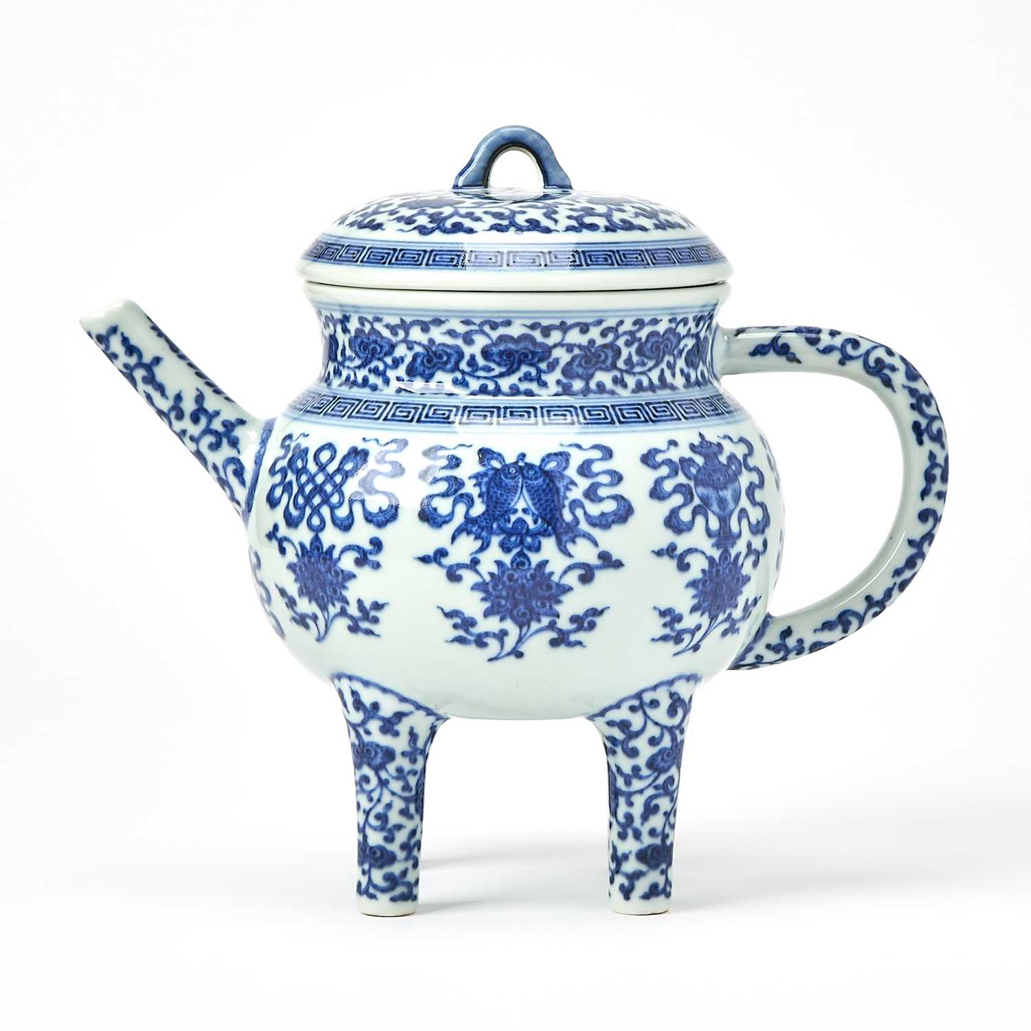 Lot 77 - A Chinese Blue And White Porcelain Kettle and Cover