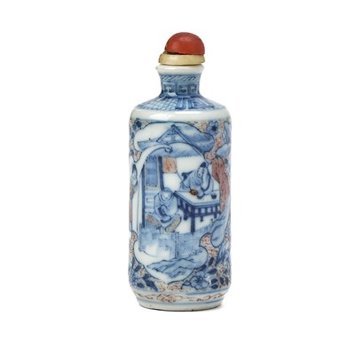 Lot 6 - A Chinese Blue and Copper Red Porcelain Snuff Bottle