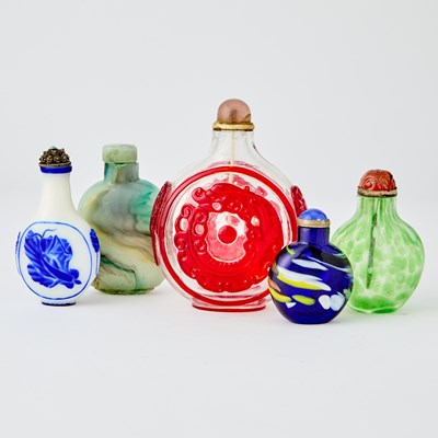 Lot 12 - Five Chinese Glass Snuff Bottles