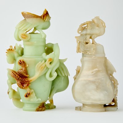 Lot 32 - Two Chinese Carved Jade Vase and Cover