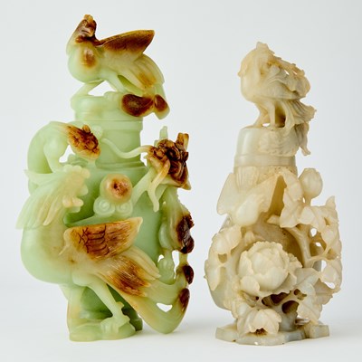 Lot 32 - Two Chinese Carved Jade Vase and Cover