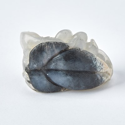 Lot 41 - A Chinese White and Grey Jade 'Squirrel and Grapes' Group