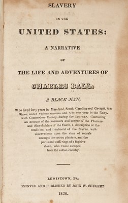 Lot 159 - Charles Ball on Slavery in the United States