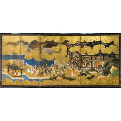 Lot 354 - A Japanese Six-panel Byobu Screen