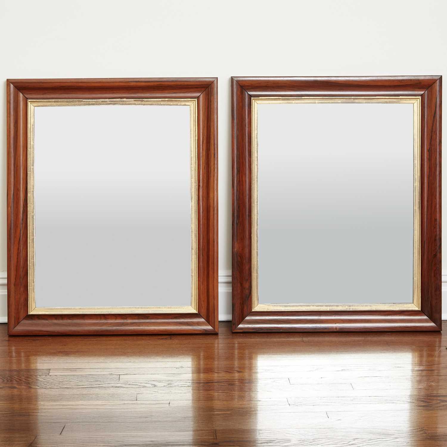 Lot 266 - Pair of Parcel-Gilt Rosewood Mirrors