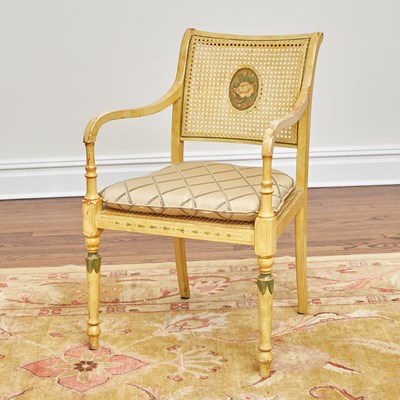 Lot 102 - Edwardian Style Painted Caned Armchair