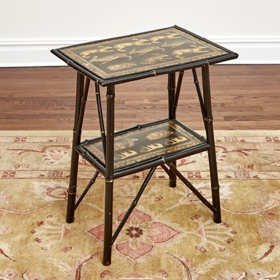 Lot 104 - Two Tier Faux Bamboo Lacquered "Rabbit" Table