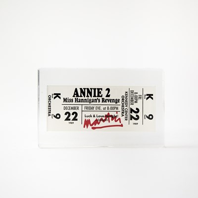Lot 43 - A signed ticket to Annie 2: Miss Hannigan's Revenge