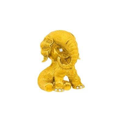 Lot 6 - Gold and Diamond Elephant Brooch