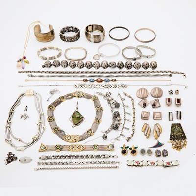 Lot 1375 - Group of Silver and Metal Jewelry