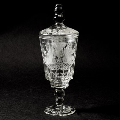 Lot 225 - Russian Style Engraved Glass Goblet